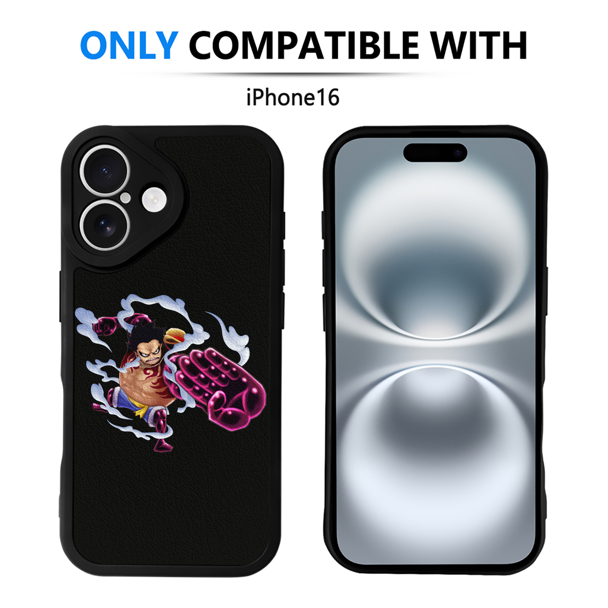 （画像用） ワンピース モンキー・D・ルフィ ONE PIECE Monkey D. Luffy 【iPhone 16シリーズ対応】シリコンスマホケース（レザー調） 材質：シリコン